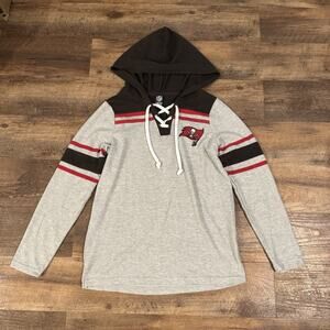 Tampa Bay Buccaneers Sweater Lace Up Hooded M Gray NFL Football Hoodie Knit